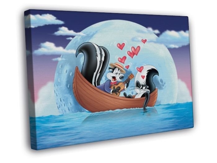 Pepe Le Pew Skunk Love Looney Tunes Art WALL  20x16 inch FRAMED CANVAS PRINT