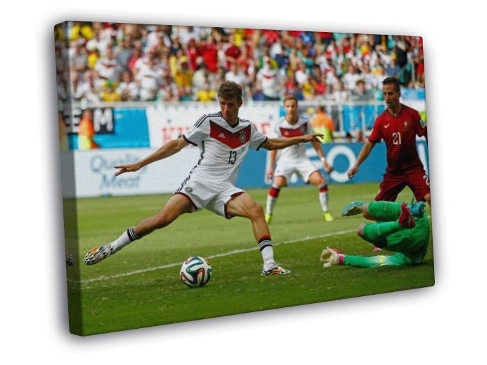Thomas Muller Shot Goal Germany Portugal Football WALL  20x16 inch FRAMED CANVAS PRINT