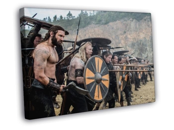 Vikings TV Series Battle Clive Standen Rollo WALL  20x16 inch FRAMED CANVAS PRINT
