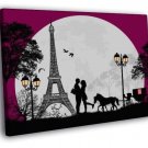 Love Couple France Paris Eiffel Tower Design  20x16 inch FRAMED CANVAS WALL PRINT