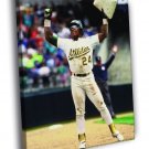 Rickey Henderson Oakland Athletics Baseball WALL  20x16 inch FRAMED CANVAS PRINT