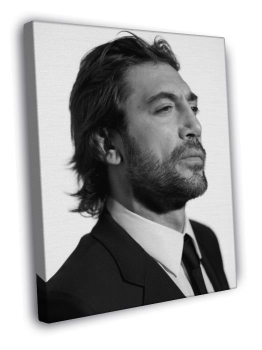 Javier Bardem BW Portrait Suit Beard Hot Rare  20x16 inch FRAMED CANVAS WALL PRINT
