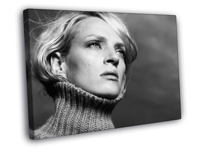 Uma Thurman Awesome Beautiful Portrait Eyes BW  20x16 inch FRAMED CANVAS WALL PRINT