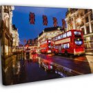 London Red Double-Decker Bus England Great Britain WALL  20x16 inch FRAMED CANVAS PRINT