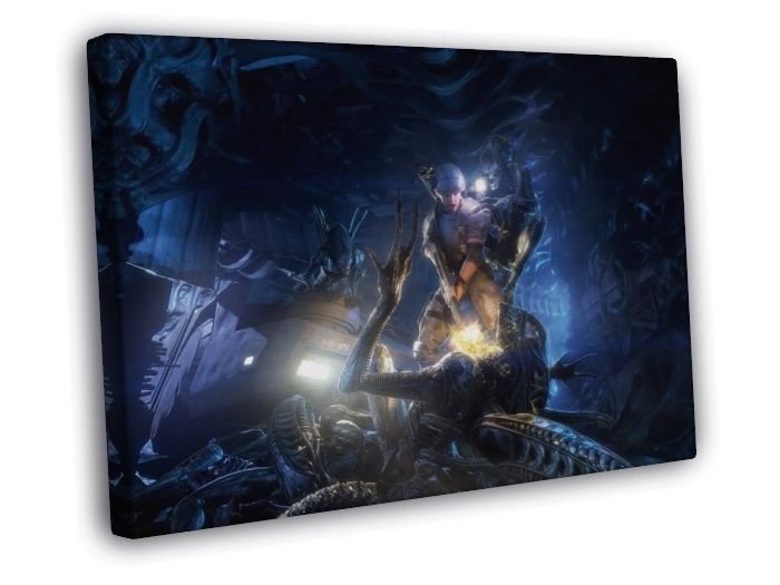 Aliens vs Predator AVP versus Marine Fight Game Art WALL  20x16 inch FRAMED CANVAS PRINT