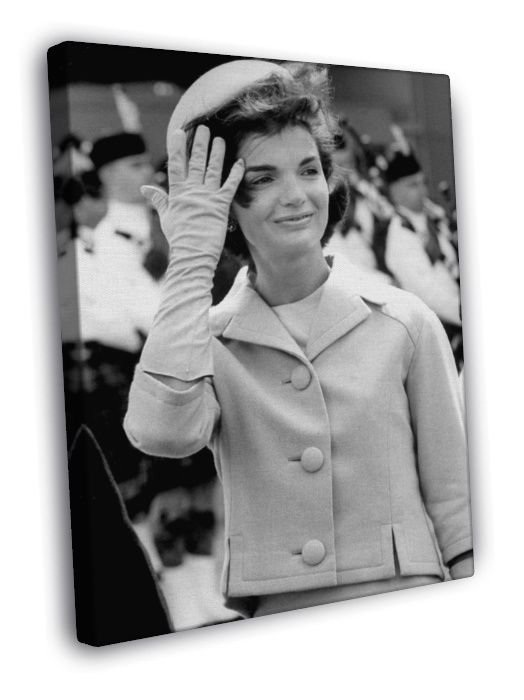 Jacqueline Kennedy Onassis Retro BW Beautiful WALL  20x16 inch FRAMED CANVAS PRINT