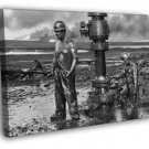 Canadian Firefighters Kuwait Iraq Gulf War 1991 BW WALL  20x16 inch FRAMED CANVAS PRINT