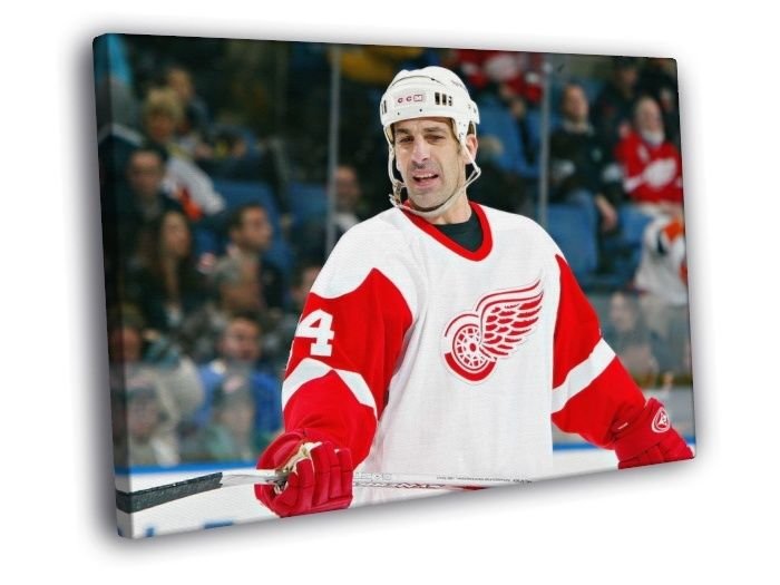 Chris Chelios Detroit Red Wings Hockey Sport  20x16 inch FRAMED CANVAS WALL PRINT