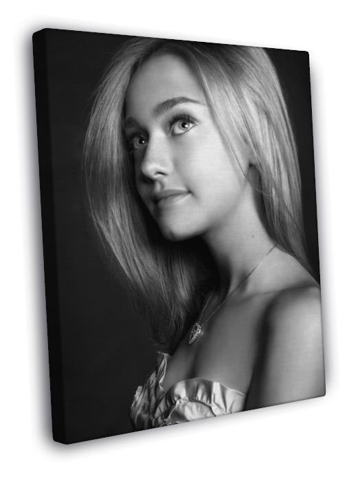 Dakota Fanning Beautiful Actress BW Hot Portrait WALL  20x16 inch FRAMED CANVAS PRINT