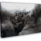 Soldiers Anti-aircraft Machine Gun Trench WWI War  20x16 inch FRAMED CANVAS WALL PRINT