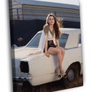 Emilia Clarke Retro White Car Actress  20x16 inch FRAMED CANVAS WALL PRINT