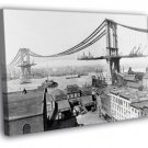 Manhattan Bridge Construction 1909 Retro Old WALL  20x16 inch FRAMED CANVAS PRINT