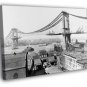 Manhattan Bridge Construction 1909 Retro Old WALL  20x16 inch FRAMED CANVAS PRINT