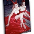 Anita Ekberg Actress Red Old Retro Vintage WALL  20x16 inch FRAMED CANVAS PRINT
