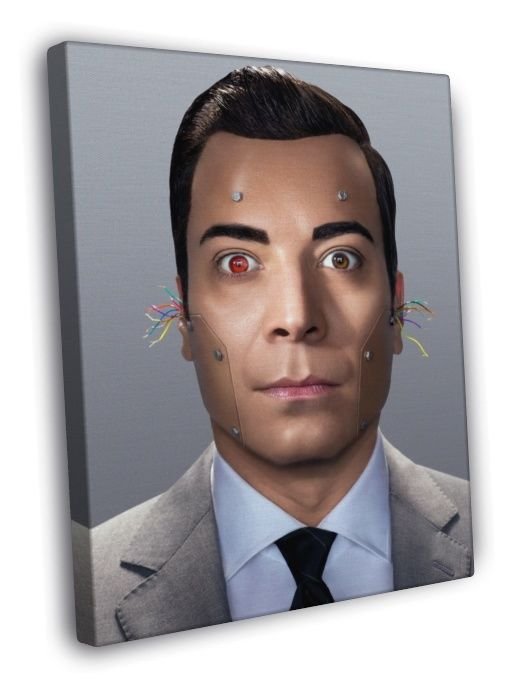 Jimmy Fallon Robot Cool Portrait WALL  20x16 inch FRAMED CANVAS PRINT