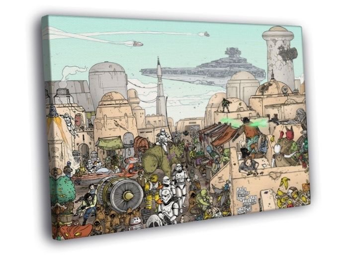 Characters Part2 Mos Eisley Tatooine Star Wars  20x16 inch FRAMED CANVAS WALL PRINT