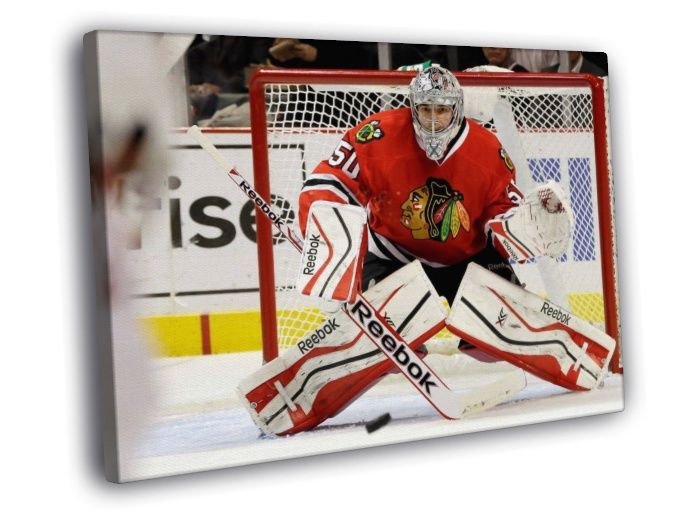 Corey Crawford Chicago Blackhawks Goaltender  20x16 inch FRAMED CANVAS WALL PRINT