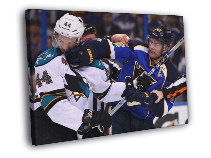 David Backes St. Louis Blues Fight Hockey  20x16 inch FRAMED CANVAS WALL PRINT