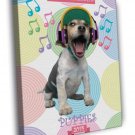 Funny Puppy Headphones Keith Kimberlin Art  20x16 inch FRAMED CANVAS WALL PRINT