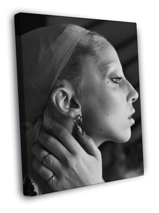 Lady Gaga Beautiful Portrait Pop Music Singer BW  20x16 inch FRAMED CANVAS WALL PRINT