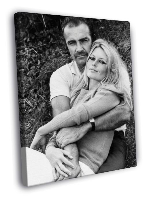 Brigitte Bardot Sean Connery 1968 Old Vintage  20x16 inch FRAMED CANVAS WALL PRINT