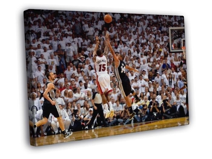 Mario Chalmers Jump Shot Miami Heat Finals Basketball WALL  20x16 inch FRAMED CANVAS PRINT