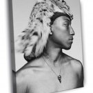 Pharrell Williams Hip Hop R&B Singer BW WALL  20x16 inch FRAMED CANVAS PRINT