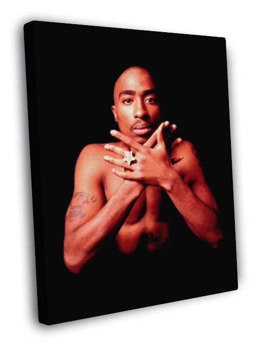 2pac Tupac Shakur Shirtless Tattoos Portrait Gangsta 20x16 inch FRAMED