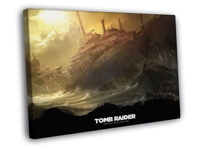 Tomb Raider Landscape Storm Amazing Video Game WALL  20x16 inch FRAMED CANVAS PRINT