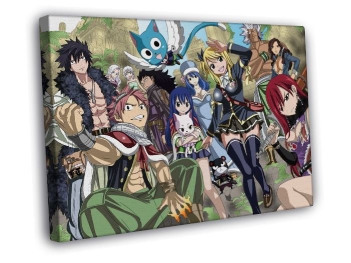Fairy Tail Characters Anime Manga Art Beautiful WALL  20x16 inch FRAMED CANVAS PRINT