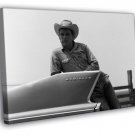 Paul Newman Cowboy Cadillac Retro Vintage BW WALL  20x16 inch FRAMED CANVAS PRINT