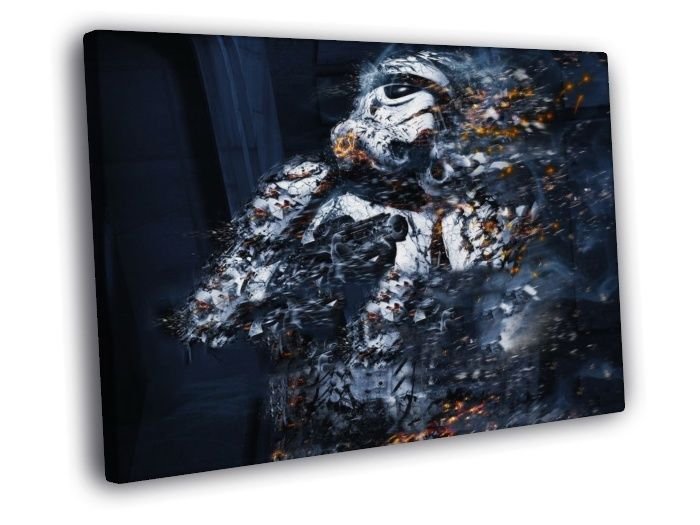 Stormtrooper Blast Star Wars Art WALL  20x16 inch FRAMED CANVAS PRINT