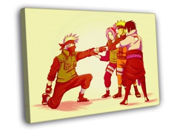 Naruto Team 7 Sasuke Sakura Kakashi Anime Art WALL  20x16 inch FRAMED CANVAS PRINT