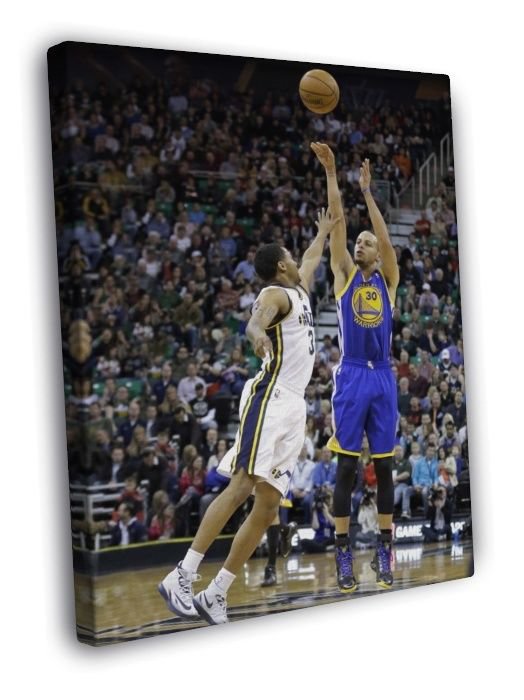 Stephen Curry Steph Golden State Warriors Jump Shot  20x16 inch FRAMED CANVAS WALL PRINT