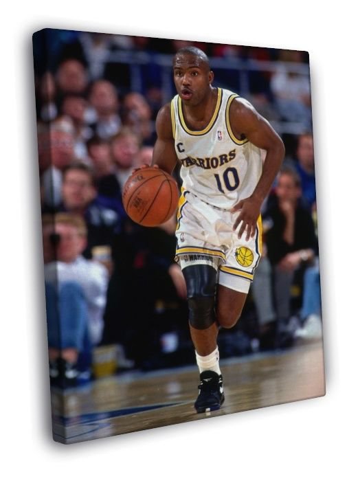 Tim Hardaway Golden State Warriors Retro Basketball  20x16 inch FRAMED CANVAS WALL PRINT