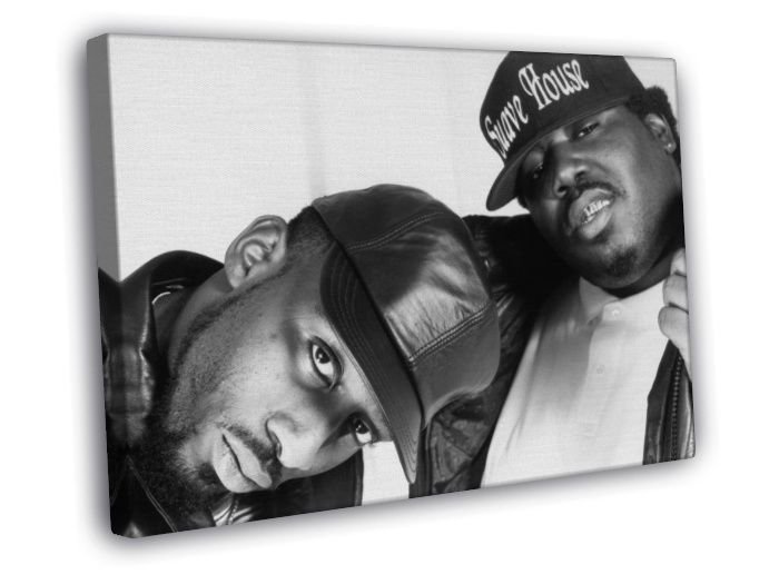 8Ball and MJG Awesome BW Retro Rap Hip Hop Duo  20x16 inch FRAMED CANVAS WALL PRINT
