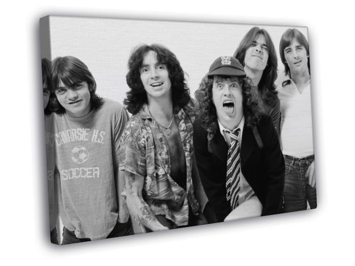 AC DC Malcolm Angus Young Larry Van Kriedt Retro Band  20x16 inch FRAMED CANVAS WALL PRINT