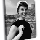 Audrey Hepburn Actress Smile Beautiful Retro BW  20x16 inch FRAMED CANVAS WALL PRINT