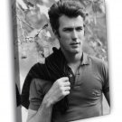 Clint Eastwood BW Portrait Handsome Young Look  20x16 inch FRAMED CANVAS WALL PRINT