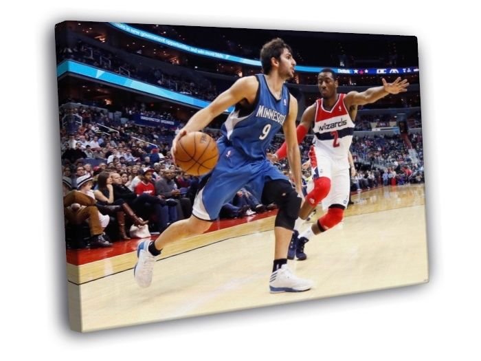 Ricky Rubio vs John Wall Basketball Sport  20x16 inch FRAMED CANVAS WALL PRINT