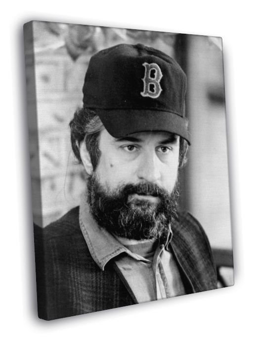 Robert De Niro Beard Cap BW Portrait Handsome Rare  20x16 inch FRAMED CANVAS WALL PRINT