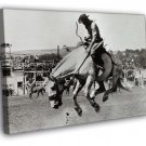 Rodeo Horse Rare Old Retro Vintage BW  20x16 inch FRAMED CANVAS WALL PRINT