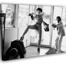 Sharon Stone Gun Awesome Cool Woman Vintage BW  20x16 inch FRAMED CANVAS WALL PRINT