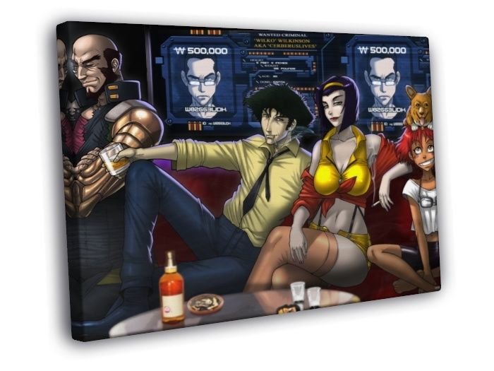 Cowboy Bebop Characters Spike Jet Faye Ein Art  20x16 inch FRAMED CANVAS WALL PRINT