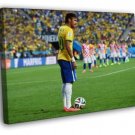Neymar Jr Free Kick 2014 World Cup Brazil Football WALL  20x16 inch FRAMED CANVAS PRINT
