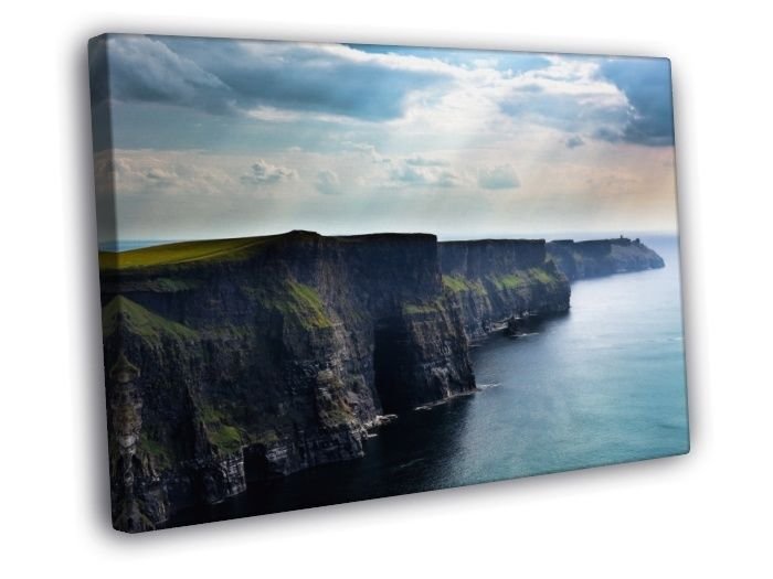 Cliffs Rock Beautiful Ocean Sea Ireland Nature WALL  20x16 inch FRAMED CANVAS PRINT