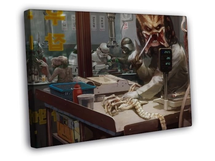 Predator Alien ET Stormtrooper District 9 WALL  20x16 inch FRAMED CANVAS PRINT