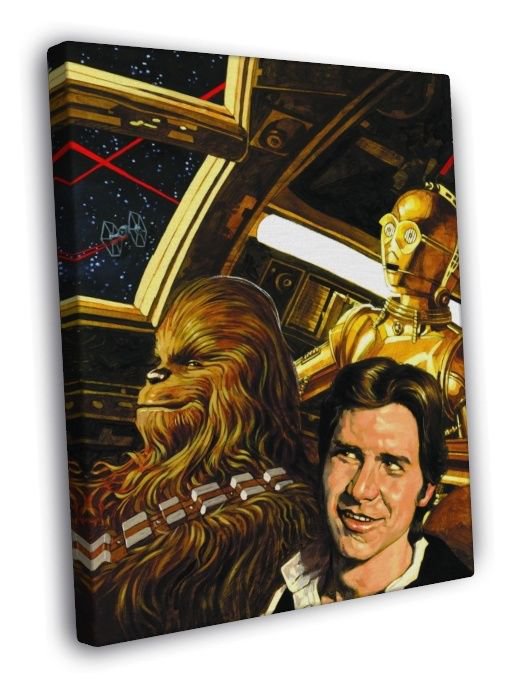Millennium Falcon Chewbacca Han Solo C-3PO Star Wars  20x16 inch FRAMED CANVAS WALL PRINT
