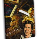 Millennium Falcon Chewbacca Han Solo C-3PO Star Wars  20x16 inch FRAMED CANVAS WALL PRINT
