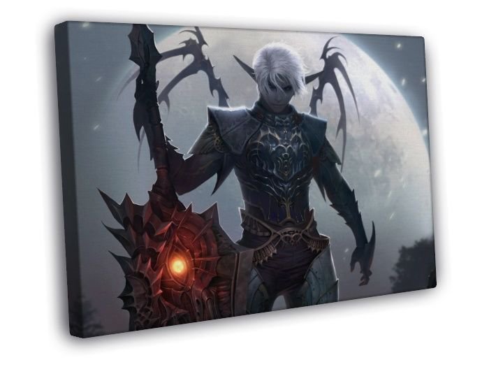 Lineage 2 Dark Elf LA2 MMO Video Game Art  20x16 inch FRAMED CANVAS WALL PRINT